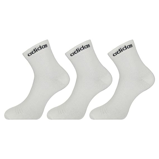 Lightweight Adidas Men Flat Knit Ankle White Socks 