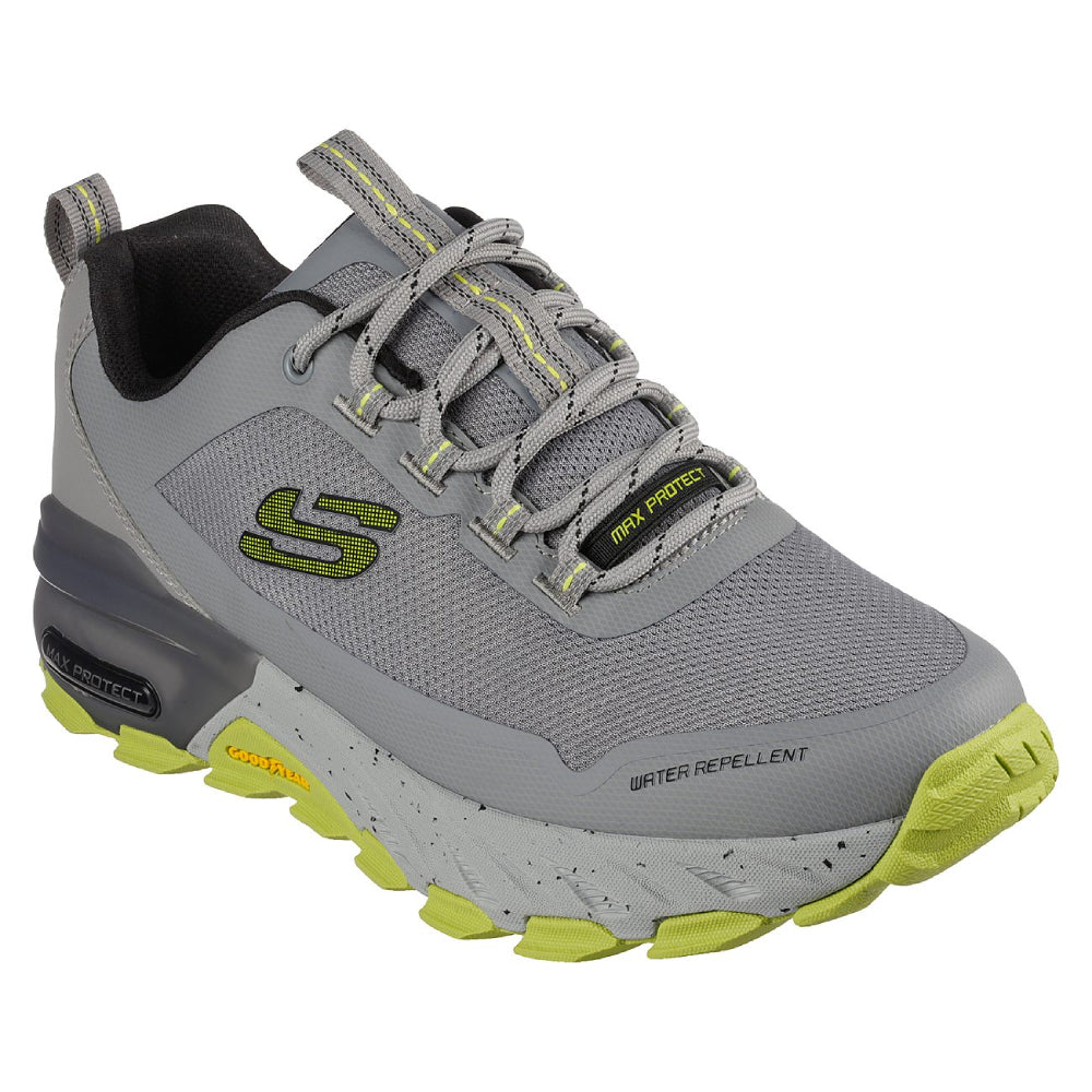 skechers men lace-up max protect-liberated grey running shoe