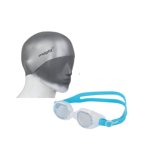 MagFit Unisex Storm Swimming Goggle + Unisex Long Hair Swimming Cap