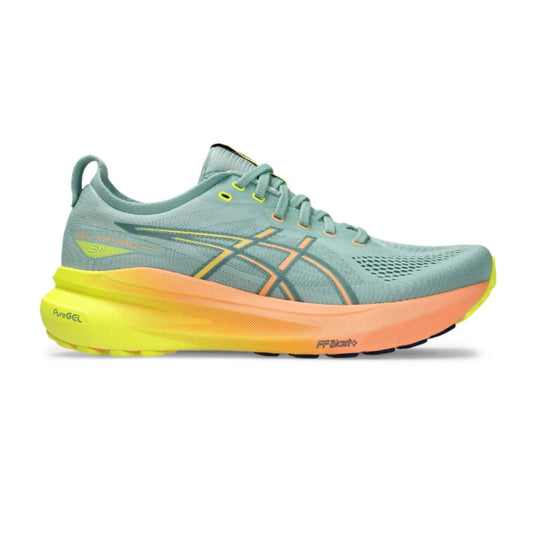 ASICS Men's Gel-Kayano 31 Paris Running Shoe (Light Celadon/Safety Yellow)