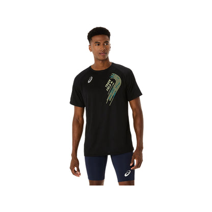 ASICS Men's Track Graphic Short Sleeve Top (Black)