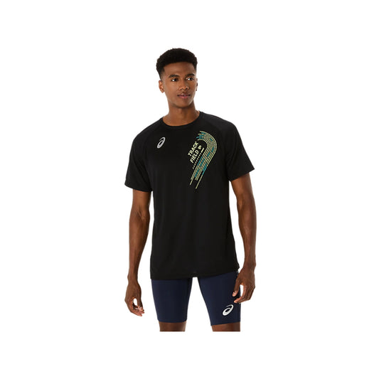 ASICS Men's Track Graphic Short Sleeve Top (Black)