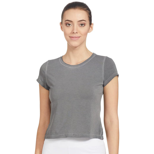 NIKE Women's NY DF Garment Dye Short Sleeve Top (Dark Grey)