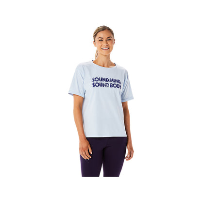 asics women comfort font graphic Sky Top