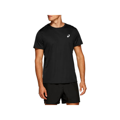 asics men best Silver Short Sleeve Performance Black Top