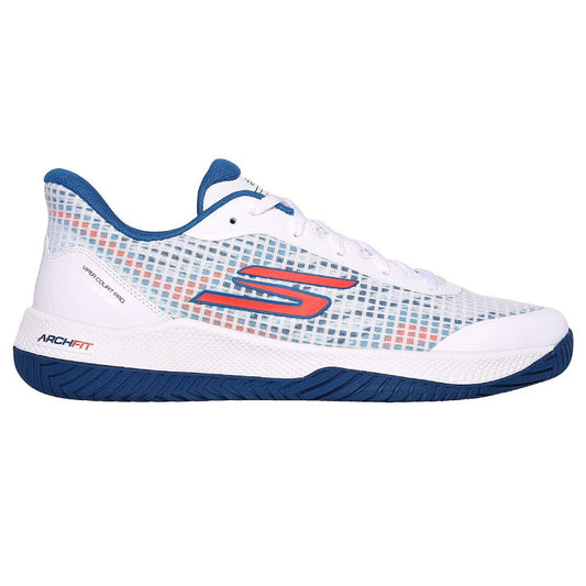 SKECHERS Men's Viper Court Pro Multi Court Shoes (White/Turquoise)