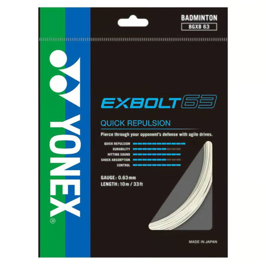YONEX BG Exbolt 63 Badminton String (White)