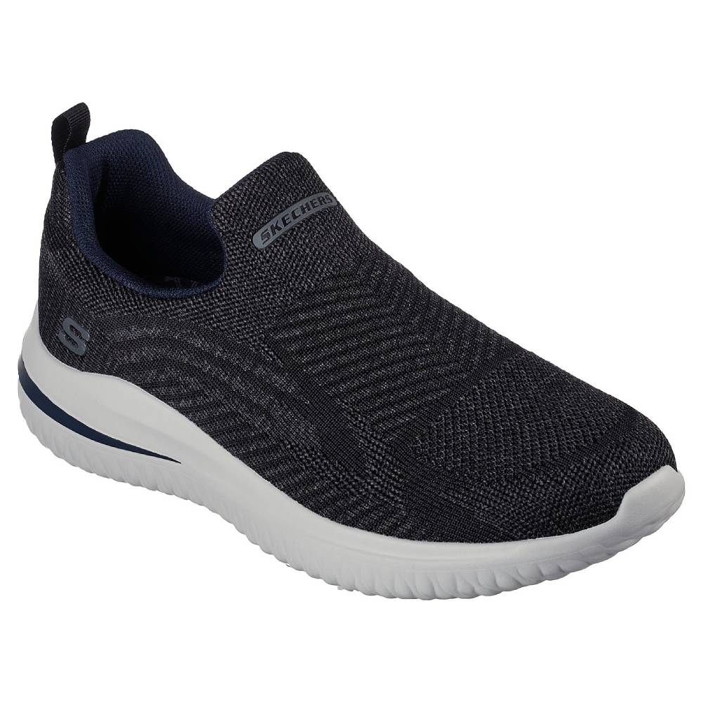 skechers men slip-on delson 3.0 angelo black running shoe