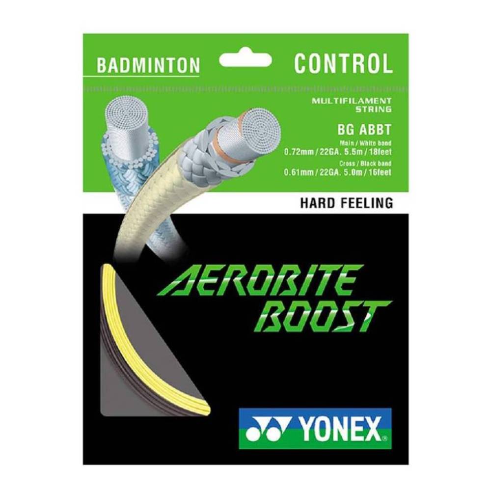YONEX Aerobite Boost Badminton String (Gray/Yellow)