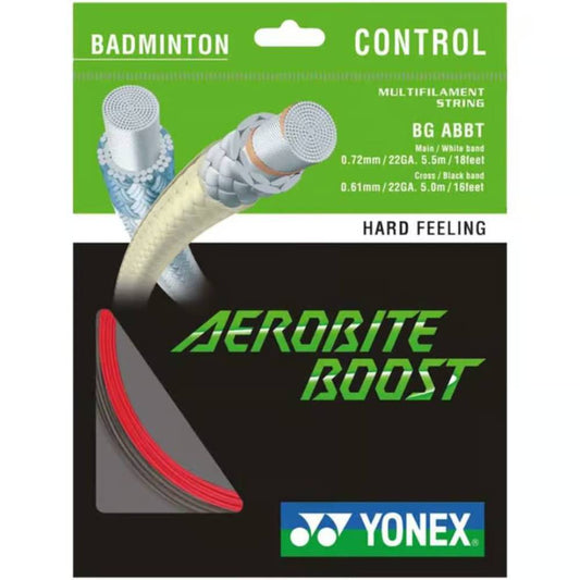 YONEX BG Aerobite Boost Badminton String (Grey/Red)