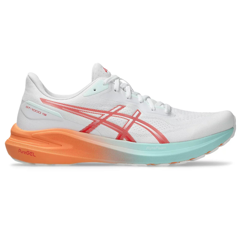 ASICS Men's GT-1000 13 Running Shoe (White/Coral Reef)