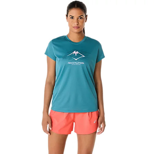 ASICS Women's Fujitrail Logo SS Top (Blue)