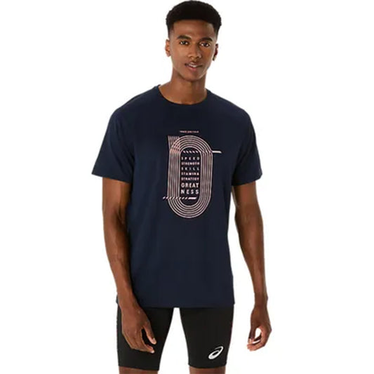 ASICS Men's Track Graphic Short Sleeve Top (Midnight)