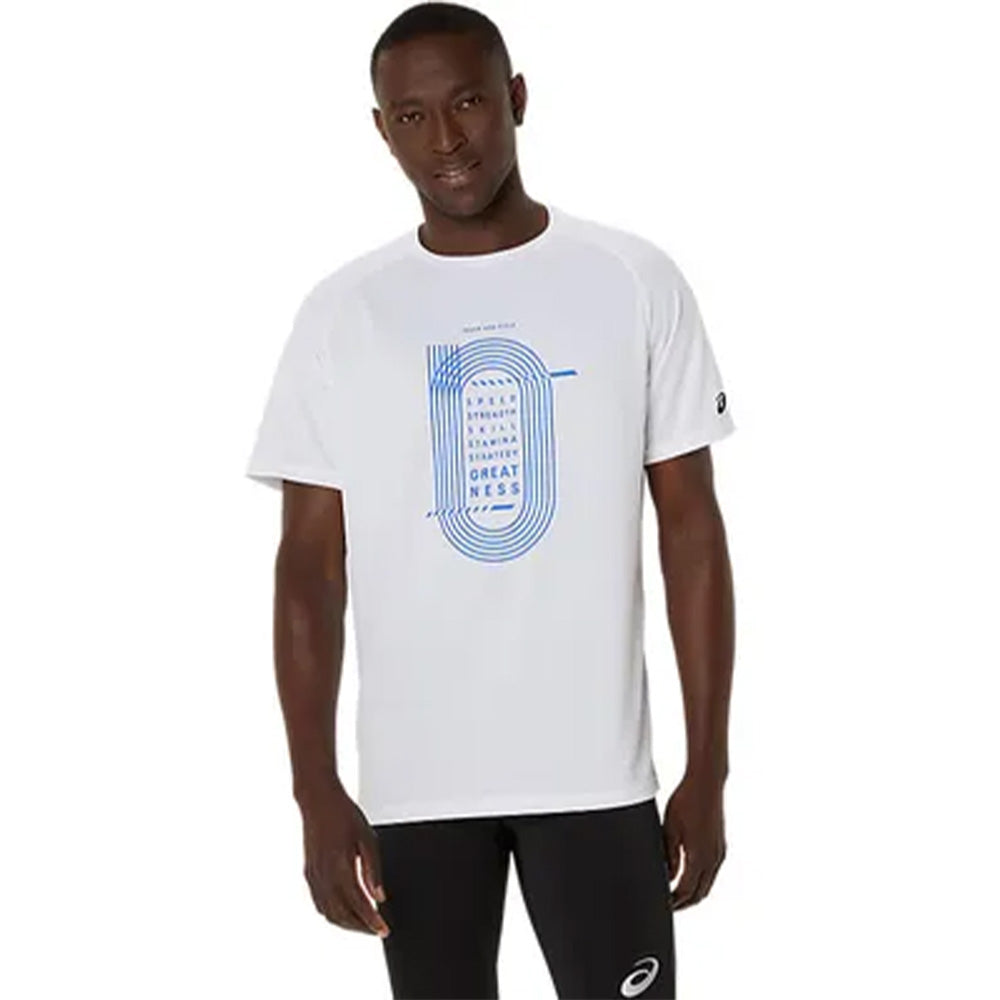 ASICS Men's Track Graphic Short Sleeve Top (White)