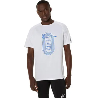 ASICS Men's Track Graphic Short Sleeve Top (White)