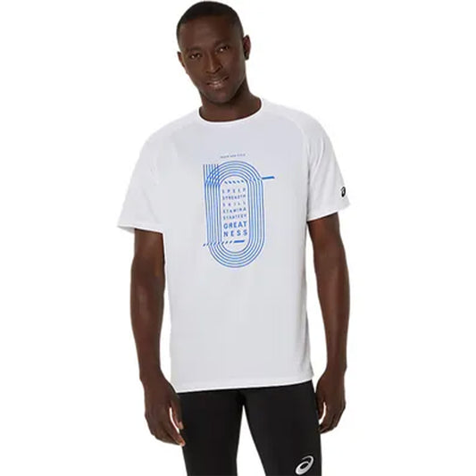 ASICS Men's Track Graphic Short Sleeve Top (White)