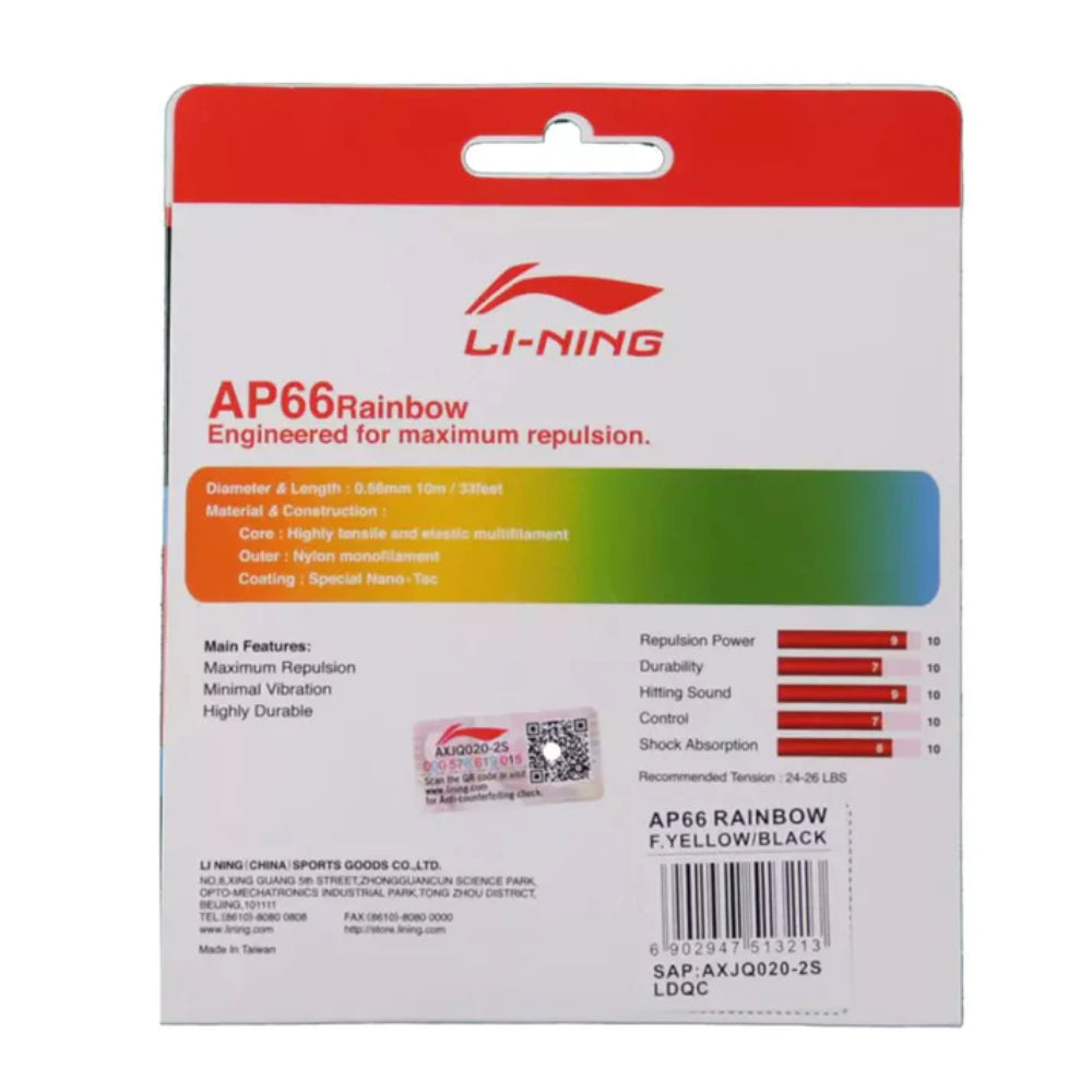 Top Li-Ning AP66 Rainbow Yellow Badminton String 