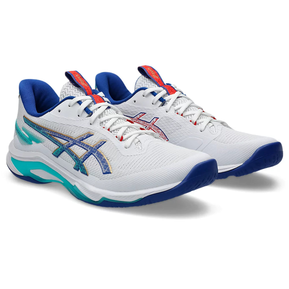 ASICS Men's Netburner Ballistic FF 4 Badminton Shoe (White/Blue)