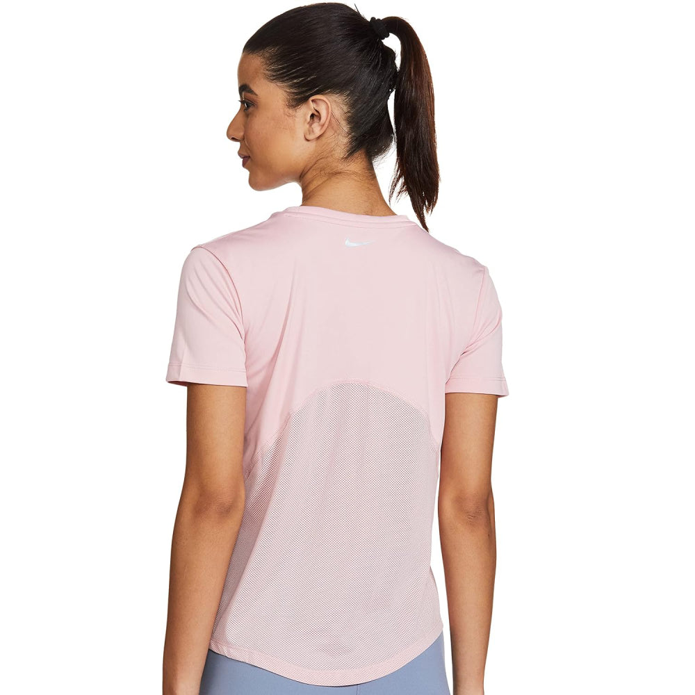 NIKE Women's Miler Short Sleeve Top (Pink Glaze/Reflective Silver)