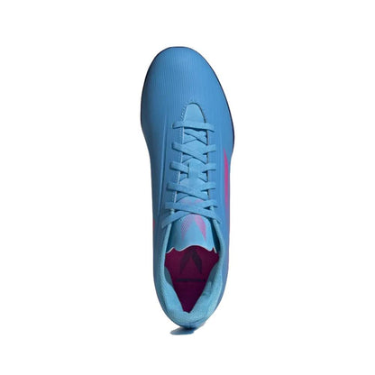 Adidas Men's X Speedflow.4 Turf Football Shoe (Sky Rush/Team Shock Pink/Legacy Indigo)