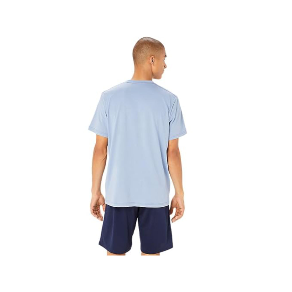 ASICS Men's Hex Graphic Cotton Blend Short Sleeve Top (Light Navy)