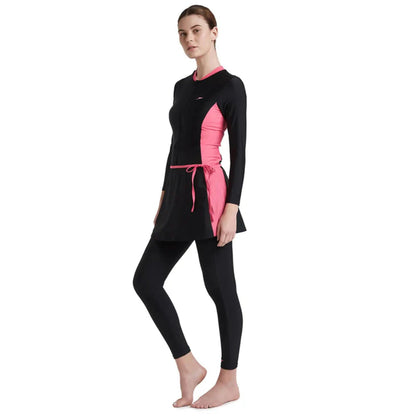 Speedo Women's 2Pc Full Body Swimsuit (Black/Fandango Pink)