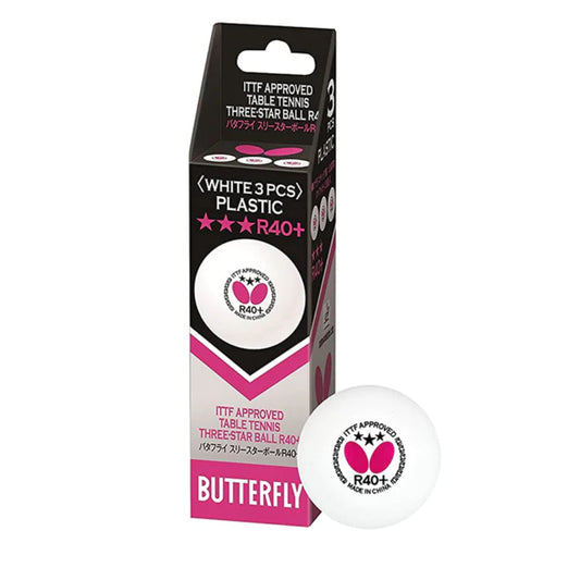 Butterfly 3 Star R40 Plus Table Tennis Ball (White)