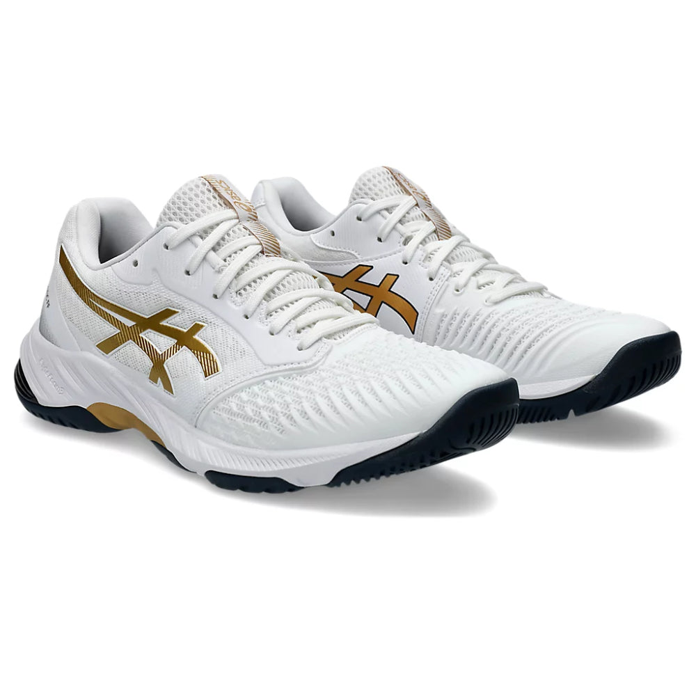 ASICS Men's Netburner Ballistic FF3 Badminton Shoe (White/Pure Gold)