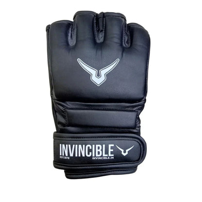 Invincible Combat Gloves with Thumb Enclosure Boxing Gloves (Black)