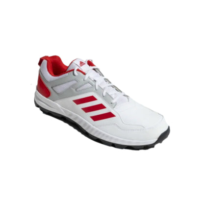 Adidas Men's Cririse V2 Cricket Shoe (Cloud White/Better Scarlet/Stone)