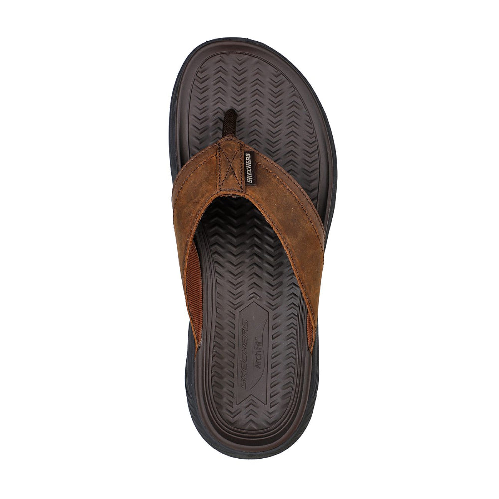 SKECHERS Men's Arch Fit Motley SD-Malico sandal (Dark Brown)