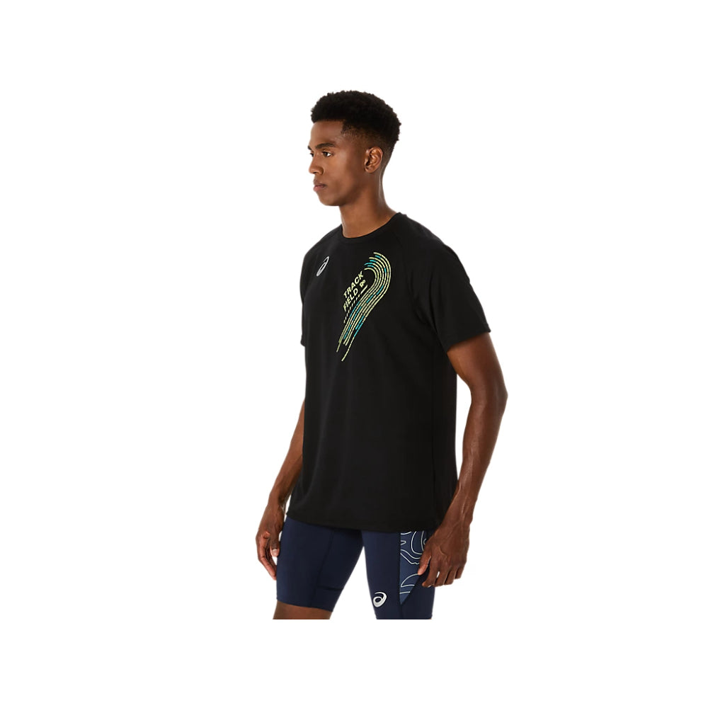ASICS Men's Track Graphic Short Sleeve Top (Black)