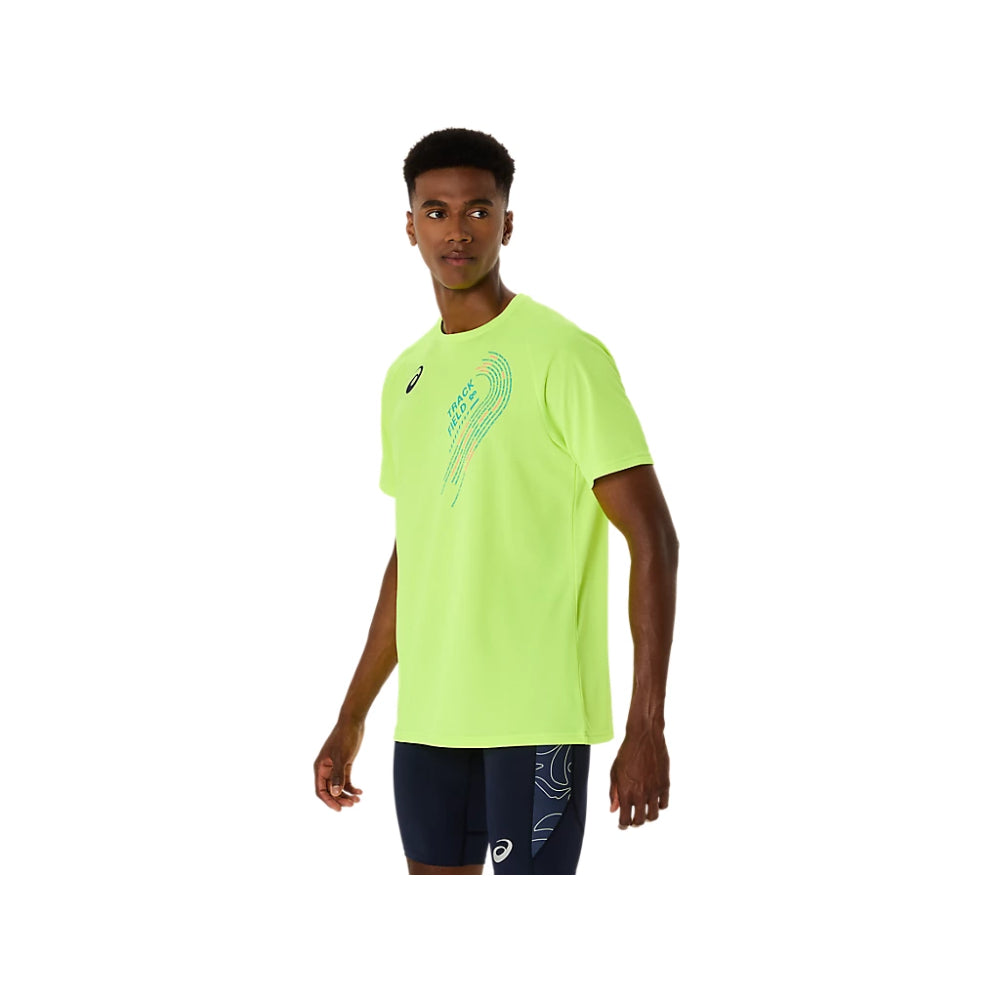 ASICS Men's Track Graphic Short Sleeve Top (Neon Green)