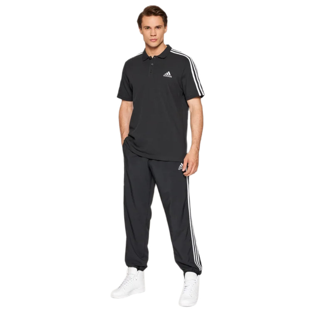 Adidas Men's 3-Stripes Pique Polo Shirt (Black/White)