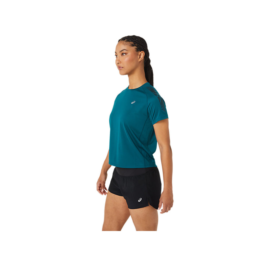 asics latest Icon Short Sleeve Velvet Pine,Performance Black Top