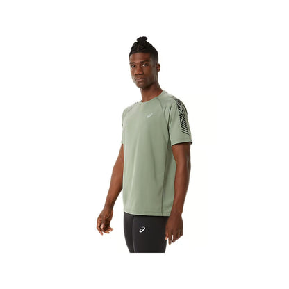 ASICS Men's Icon Short Sleeve Top (Lichen Green/Performance Black)
