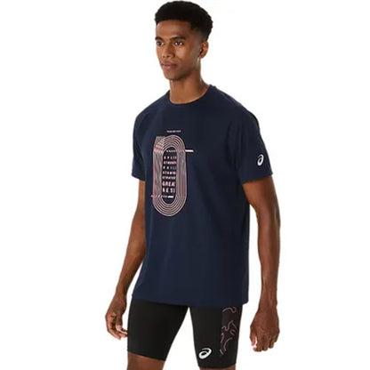 ASICS Men's Track Graphic Short Sleeve Top (Midnight)