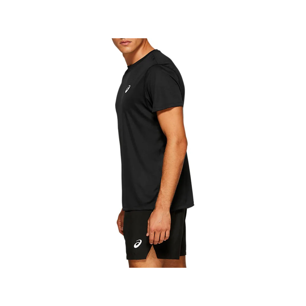 asics men new Silver Short Sleeve Performance Black Top