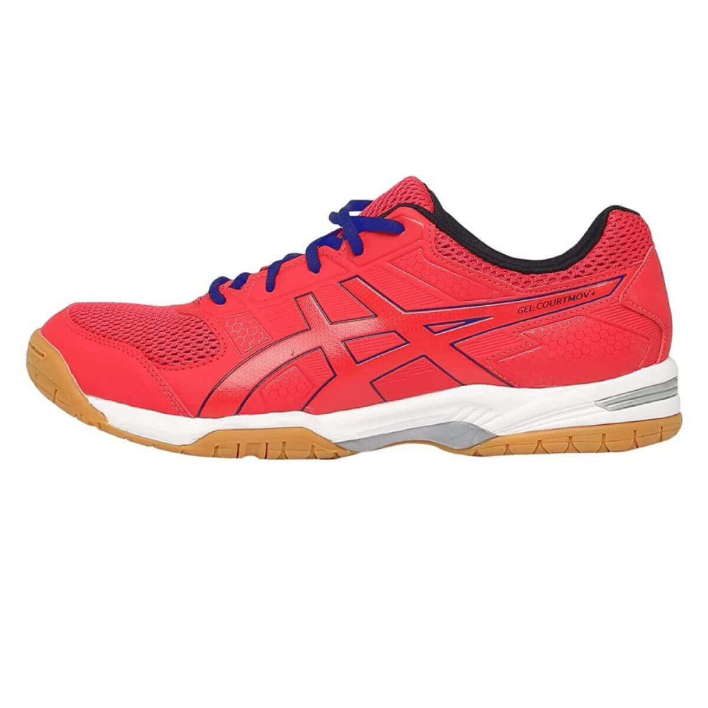ASICS Men's Gel-Courtmov+ Badminton Shoe (Electric Red/Drive Blue)