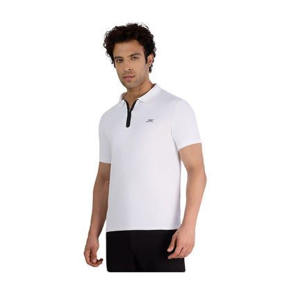 SKECHERS Men's Short Sleeve 1/4 Zip Polo Top (White)