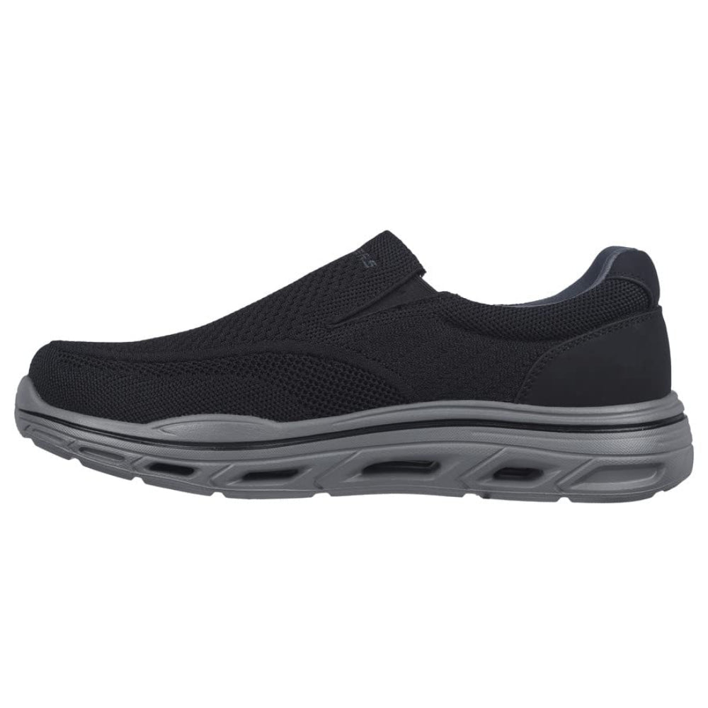 skechers men sporty casual glide step expected black running shoe