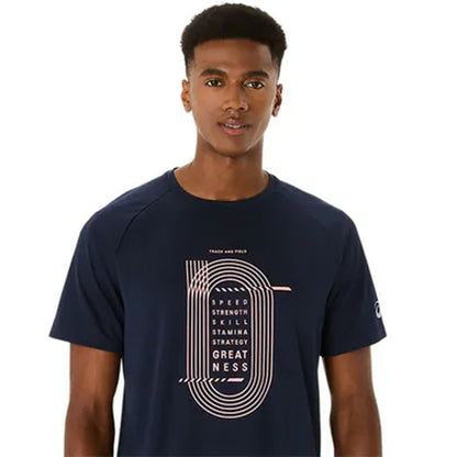 ASICS Men's Track Graphic Short Sleeve Top (Midnight)
