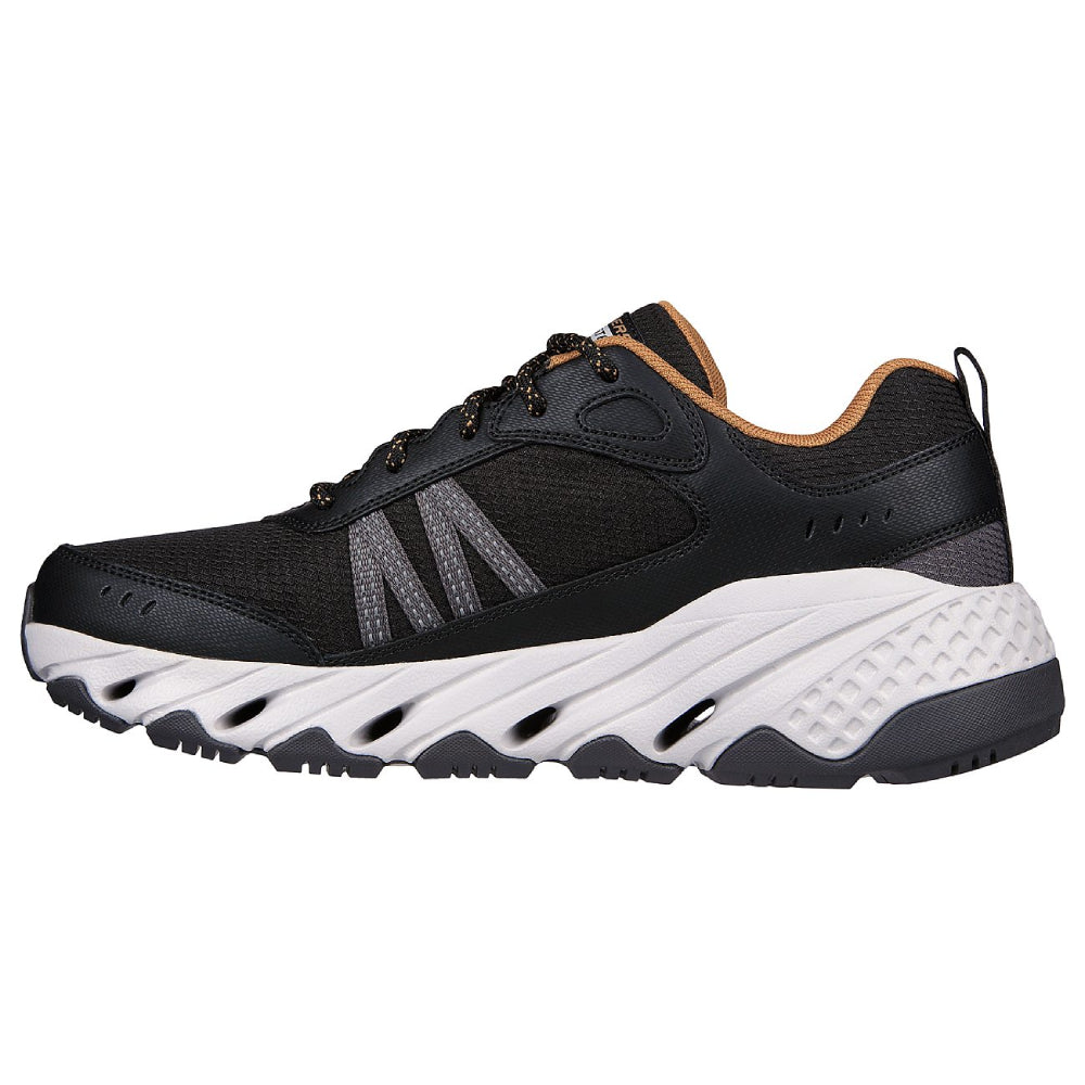 skechers men lace-up glide-step trail-oxen black running shoe