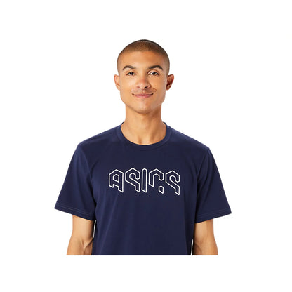 ASICS Men's Hex Graphic Cotton Blend Short Sleeve Top (Midnight)