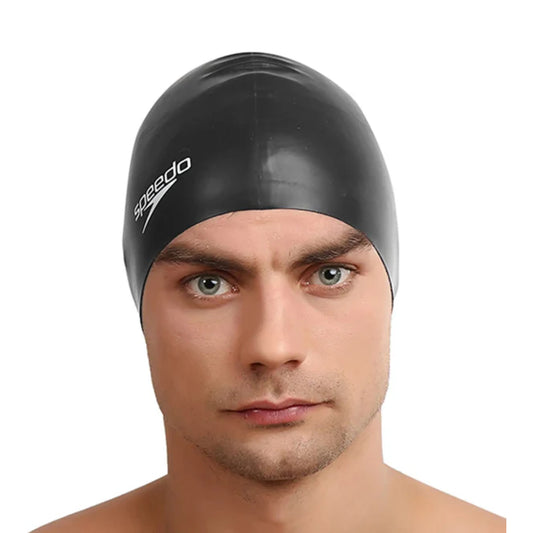 Speedo Unisex Flat Silicone Swimming Cap (Black)