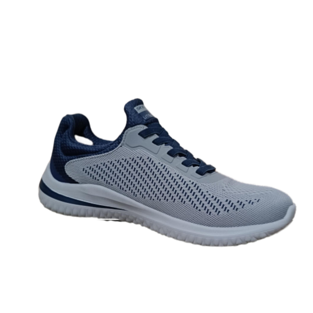 SKECHERS Men's Delson 3.0 Running Shoe (Grey/Navy)