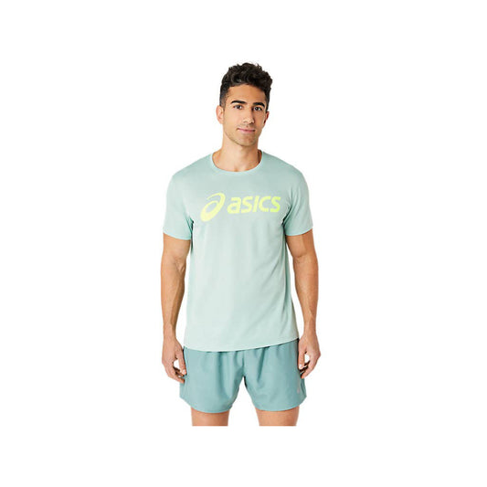 ASICS Men's Silver Asics Short Sleeve Top (Light Celadon/Safety Yellow)