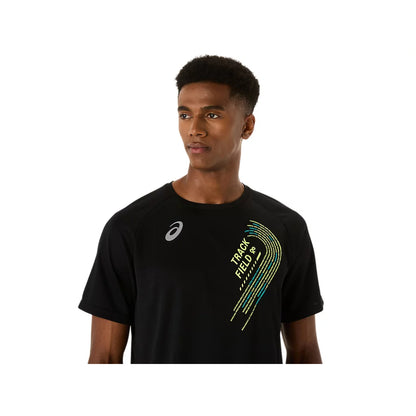 ASICS Men's Track Graphic Short Sleeve Top (Black)