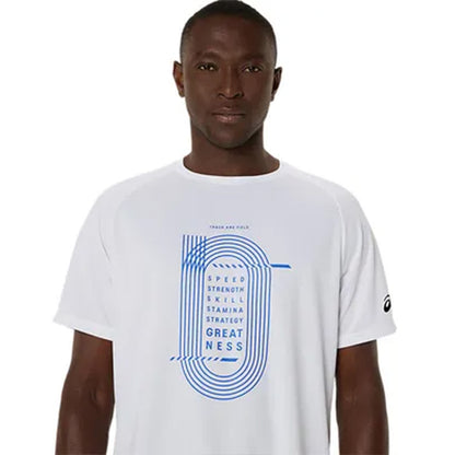 ASICS Men's Track Graphic Short Sleeve Top (White)