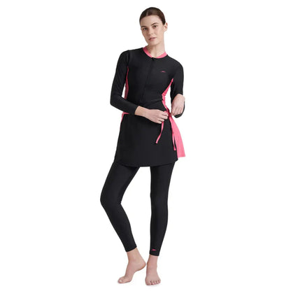 Speedo Women's 2Pc Full Body Swimsuit (Black/Fandango Pink)